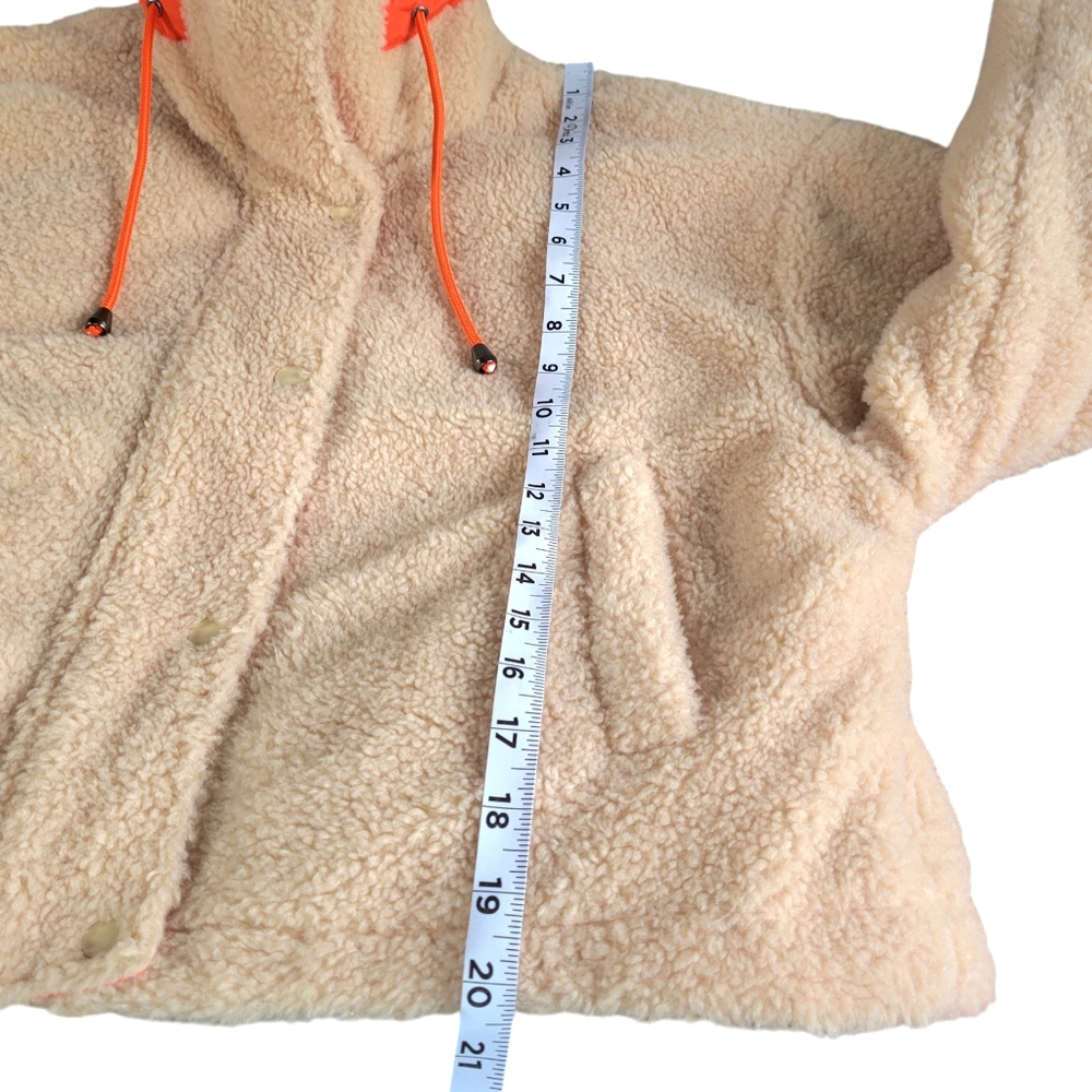 BP Women's Sherpa Jacket Small Cream Beige Oversized Cropped SOFT Coat Shacket - Picture 11 of 13